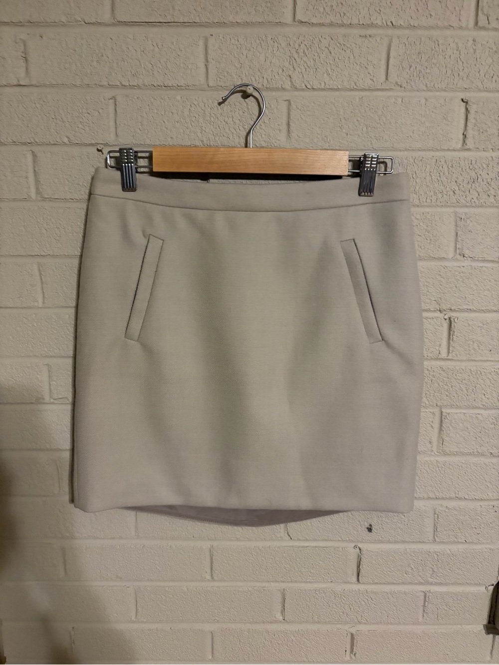 J. Crew Light Cream 100% Wool Mini Skirt with Welt Pockets